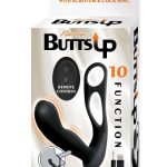 Butts Up Rechargeable Silicone Prostate Massager with Scrotum andamp; Cock Ring - Black