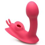 Shegasm Butterfy Tease Rechargeable Silicone 10X Clitoral Suction Stimulator with Remote Control - Pink