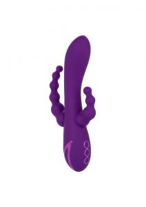 California Dreaming Long Beach Bootylicious Rechargeable Silicone Dual Penetrating Rabbit Vibrator - Purple