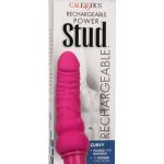 Rechargeable Power Stud Curvy Silicone Vibrating Dong - Pink