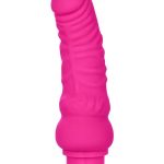 Rechargeable Power Stud Curvy Silicone Vibrating Dong - Pink