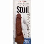 Rechargeable Power Stud Cliterrific Silicone Vibrating Dong - Chocolate