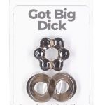 PowerBullet Got Big D Super Stretch Cock Rings (2 pack) - Black