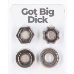PowerBullet Got Big D Super Stretch Cock Rings (4 pack) - Black
