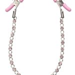 Nipple Play Crystal Chain Nipple Clamps - Pink