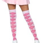 Leg Avenue Argyle Knit Over The Knee Socks - O/S - Pink