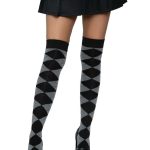 Leg Avenue Argyle Knit Over The Knee Socks - O/S - Grey