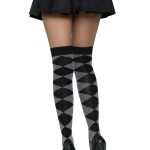 Leg Avenue Argyle Knit Over The Knee Socks - O/S - Grey