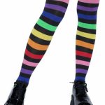 Acrylic Rainbow Stripe Thigh High Socks - O/S