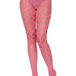 Leg Avenue Jumbo Pothole Net Tights - O/S - Neon Pink