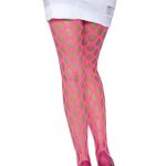 Leg Avenue Jumbo Pothole Net Tights - O/S - Neon Pink