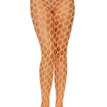 Leg Avenue Jumbo Pothole Net Tights - O/S - Neon Orange