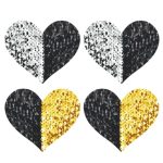Peekaboos Reversilbe Sequin Hearts Pasties - Black/Gold