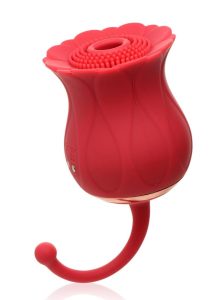 Bloomgasm Royalty Rose Rechargeable Silicone Textured Suction Clit Stimulator - Red