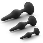 Anal Adventures Platinum Silicone Beginner Plug Kit - Black