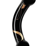 Secret Kisses Handblown Double Ended Glass Dildo 5.5in - Black/Gold