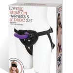 Lux Fetish Strap on Harness andamp; Silicone Dildo Set 5in - Black/Purple