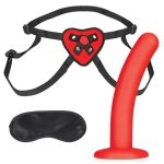 Lux Fetish Red Heart Strap on Harness andamp; Silicone Dildo Set 5in
