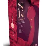 Secret Kisses Rosegasm Twosome Rechargeable Silicone Dual End Vibrator with Clitoral Stimulator - Red