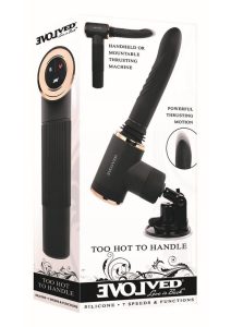 Too Hot to Handle Rechargeable Silicone Thrusting Vibrator with Suction Cup - Black