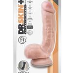 Dr. Skin Plus Thick Posable Dildo with Squeezable Balls 8in - Vanilla