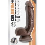 Dr. Skin Plus Thick Posable Dildo with Squeezable Balls 8in - Chocolate