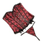 Master Series Scarlet Seduction Lace-up Corset andamp; Thong - Medium - Red/Black