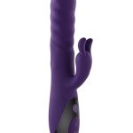 Rascally Rabbit Rechargeable Silicone Thrusting Rotating Vibrator - Purple