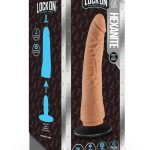 Lock On Hexanite Dildo with Suction Cup Adapter 7.5in - Caramel