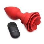 Booty Sparks 28X Rechargeable Silicone Vibrating Rose Anal Plug with Remote Control - Large - Red