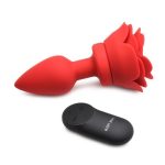 Booty Sparks 28X Rechargeable Silicone Vibrating Rose Anal Plug with Remote Control - Medium - Red