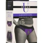 Strap U Lace Envy Lace Crotchless Panty Harness - XXLarge - Purple/Black