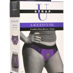 Strap U Lace Envy Lace Crotchless Panty Harness - XXXLarge - Purple/Black