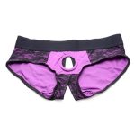 Strap U Lace Envy Lace Crotchless Panty Harness - XXXLarge - Purple/Black