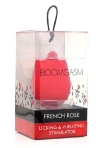 Inmi Bloomgasm French Rose Silicone Rechargeable Licking andamp; Vibrating Clitoral Stimulator - Red