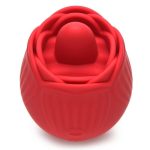 Inmi Bloomgasm French Rose Silicone Rechargeable Licking andamp; Vibrating Clitoral Stimulator - Red