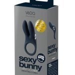 VeDO Sexy Bunny Rechargeable Silicone Couples Cock Ring - Black Pearl