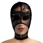 Master Series Lace Seduction Lace Bondage Hood - Black