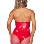 Leg Avenue Vinyl Boned Bodysuit - Medium - Red