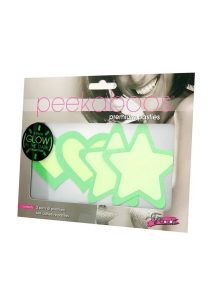 Peekaboo Glow In The Dark Hearts andamp; Stars Pasties - Green