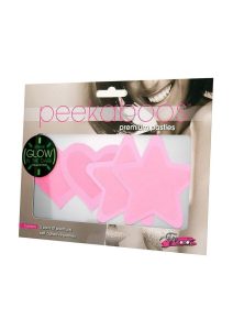 Peekaboo Glow In The Dark Hearts andamp; Stars Pasties - Hot Pink