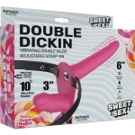 Sweet Sex Double Dickin Vibrating Silicone Double Dildo Strap-On - Pink/Black