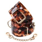 Sincerely Amber Hand Cuffs - Animal Print Gold