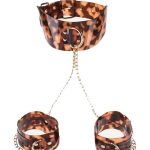 Sincerely Amber Neck and Wrist Restraint - Animal Print Gold