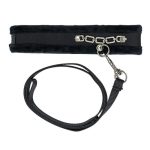 Punishment Crystal Detail Collar and Leash 37in - Black