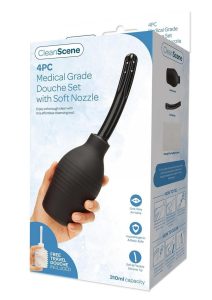 CleanScene Medical Grade Douche Set with Soft Nozzle (4 Piece) - Black