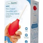 CleanScene Mini Travel Douche Set with One Way Valve (4 Piece) - Red/White