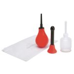 CleanScene Anal Douche Set with Classic and Flared Base - Red/Black