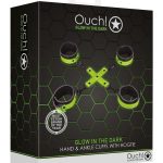 Ouch! Hand and Ankle Cuffs with Hogtie Glow in the Dark - Green