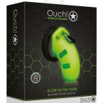 Ouch Model 20 Silicone Cock Cage 3.5in Glow in the Dark - Green